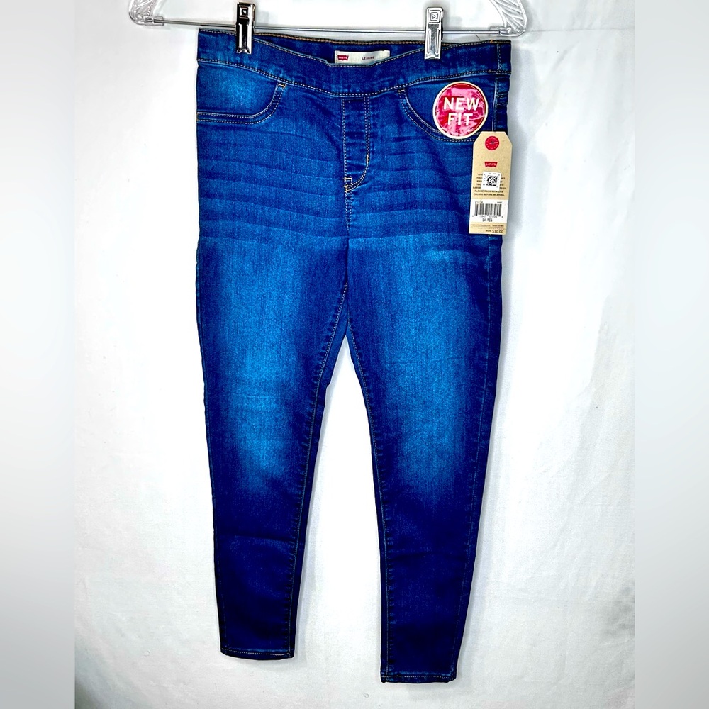 Levi's Girl’s Kids Dark Blue Denim Pants Pull-On Legging Size 14 Regular